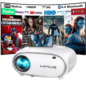 WiMiUS P60 5G Wi-Fi Bluetooth Projector